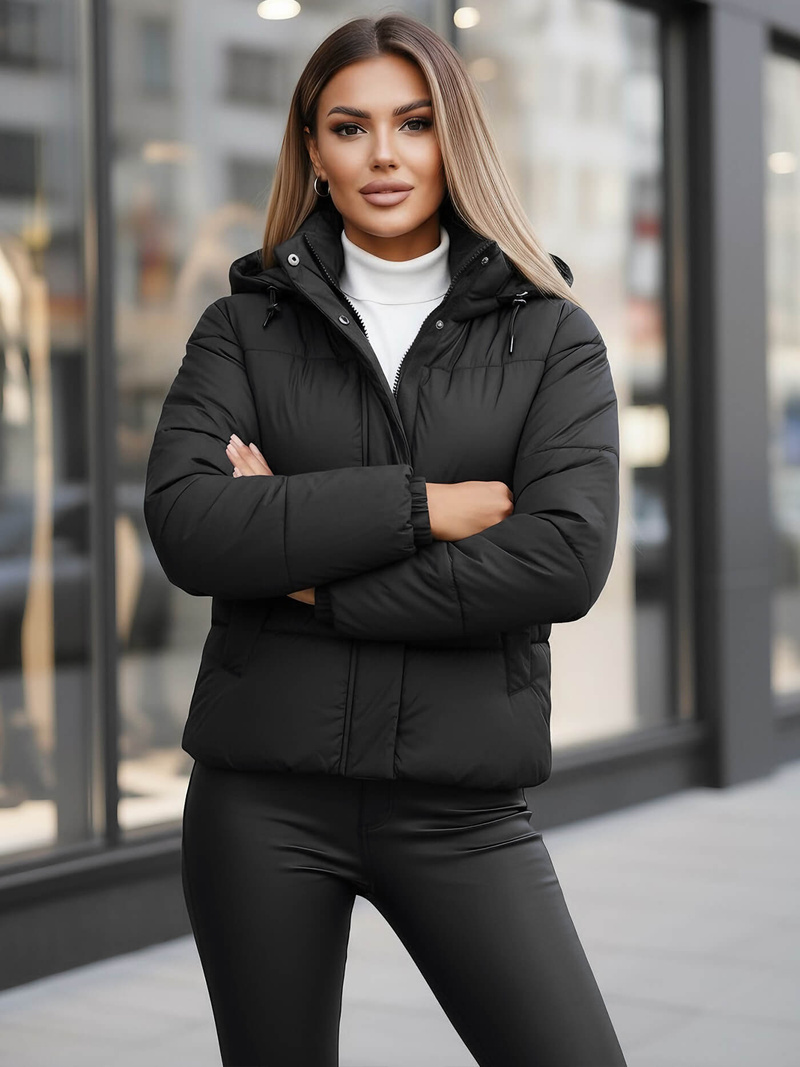 Chaqueta de mujer negra OZONEE JS/16M9188/392Z