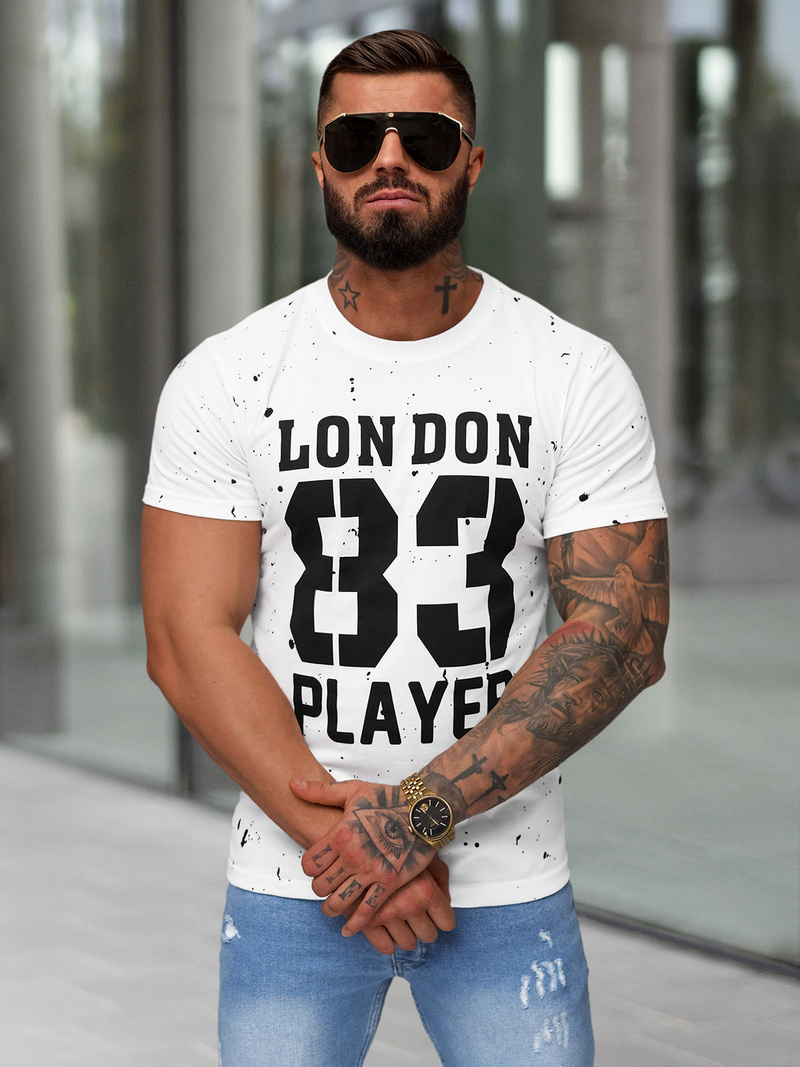 Camiseta de hombre blanco OZONEE JS/8B1388/1