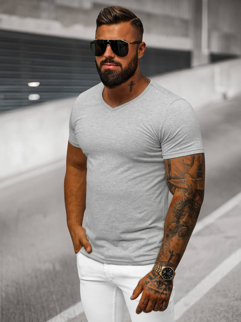 Camiseta de hombre gris OZONEE JS/712007Z