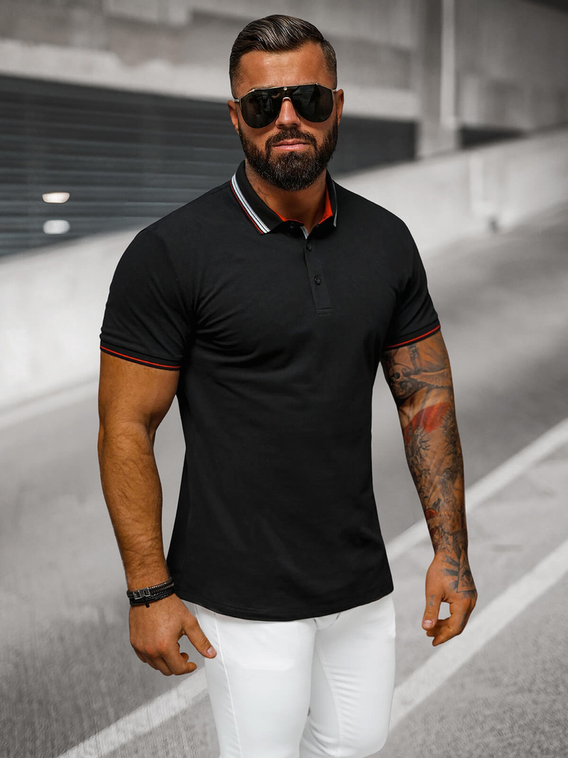 Polo de hombre negro OZONEE O/DA729
