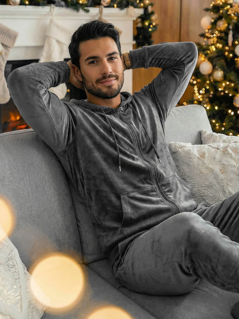 Chándal velour de hombre grafito OZONEE JS/8C1169/6Z