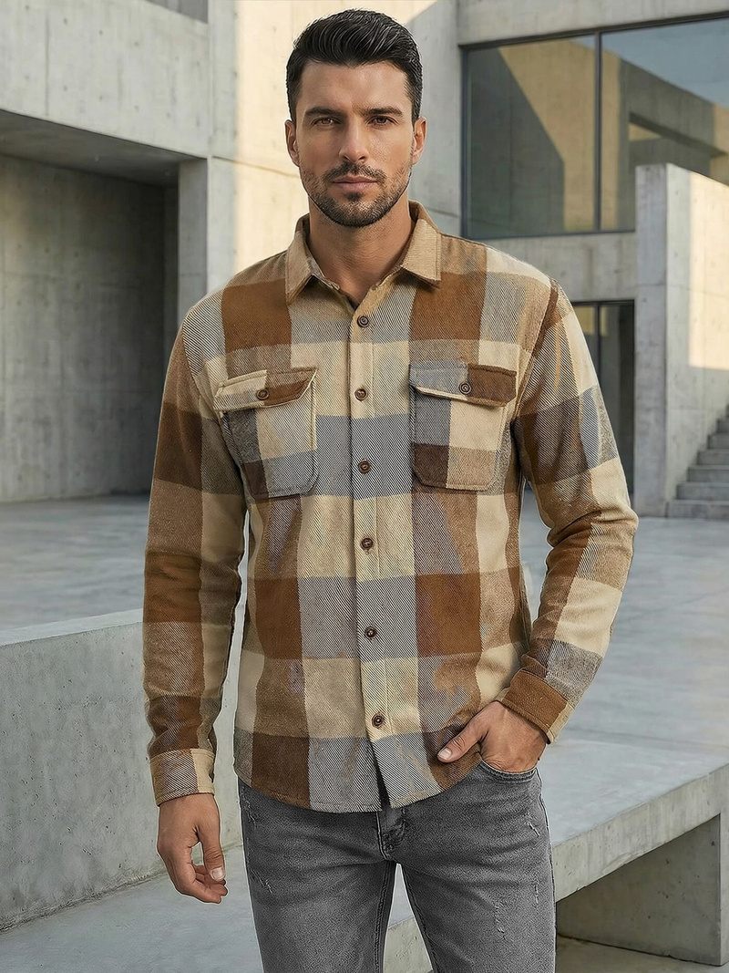 Camisa de hombre camel OZONEE NB/MC728KZ