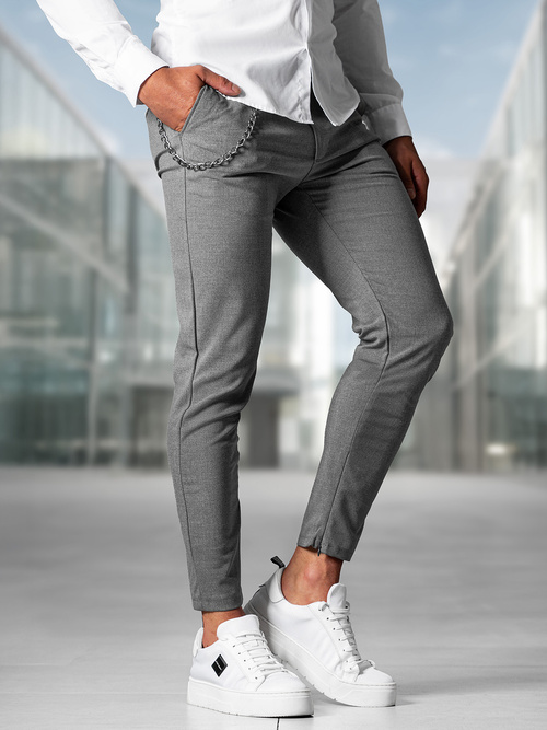 Pantalón chino de hombre gris oscuro OZONEE DJ/3300Z