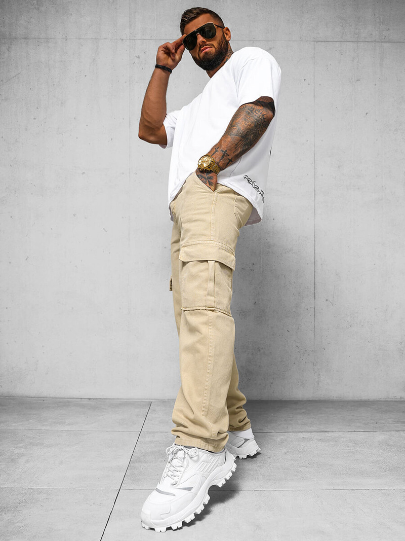 Pantalón de hombre beige OZONEE DO/4001