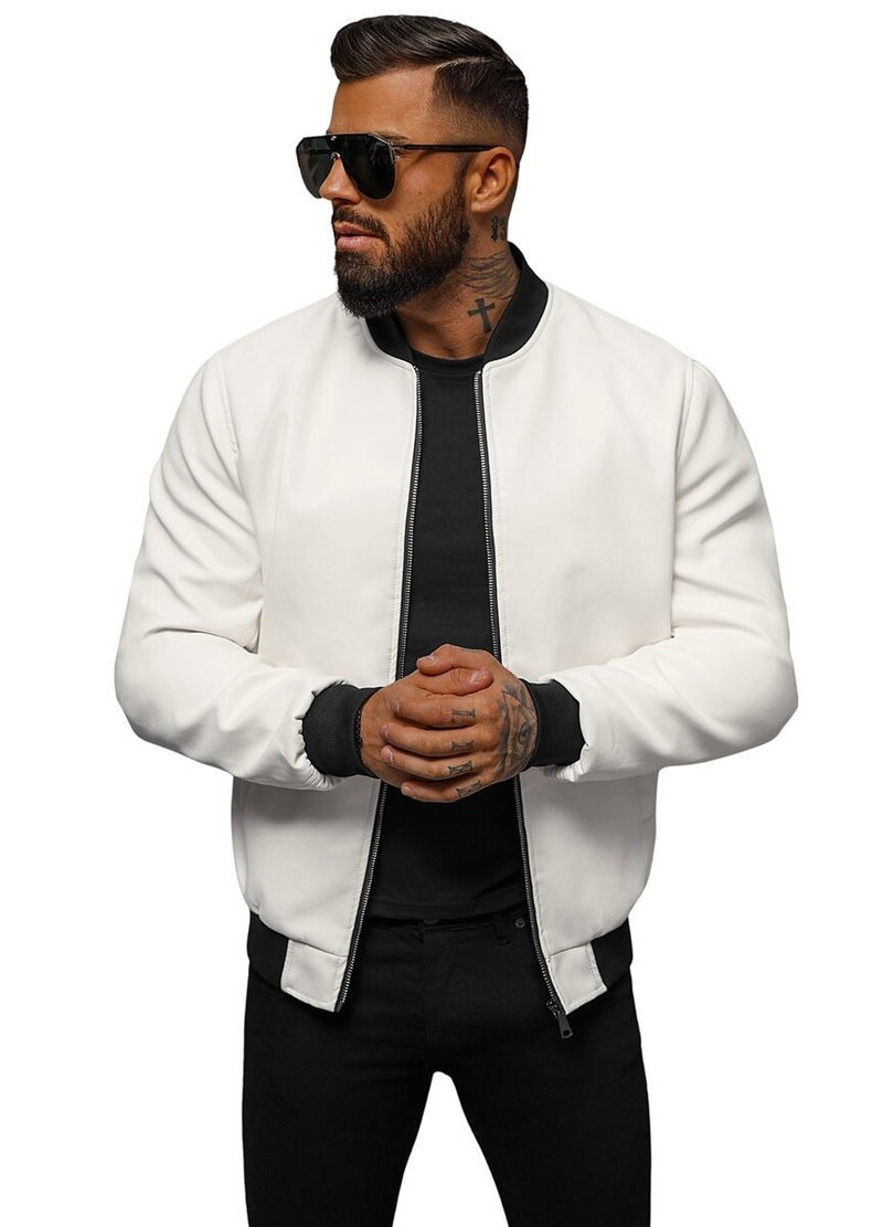 Chaqueta de cuero de hombre blanca OZONEE O/88120
