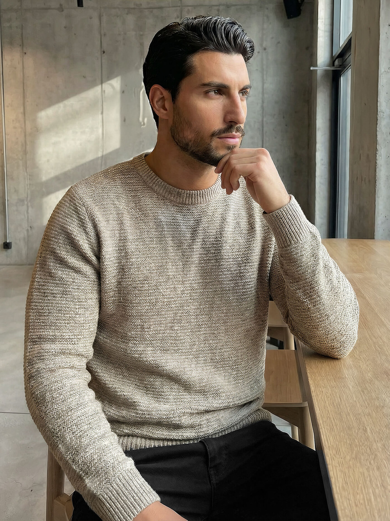 Jersey de hombre beige OZONEE JS/59B3600/155