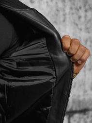 Chaqueta de cuero de hombre negra OZONEE JS/11Z8105