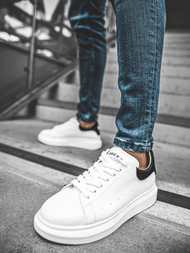 Sneakers de hombre blanco-negras OZONEE B/2051