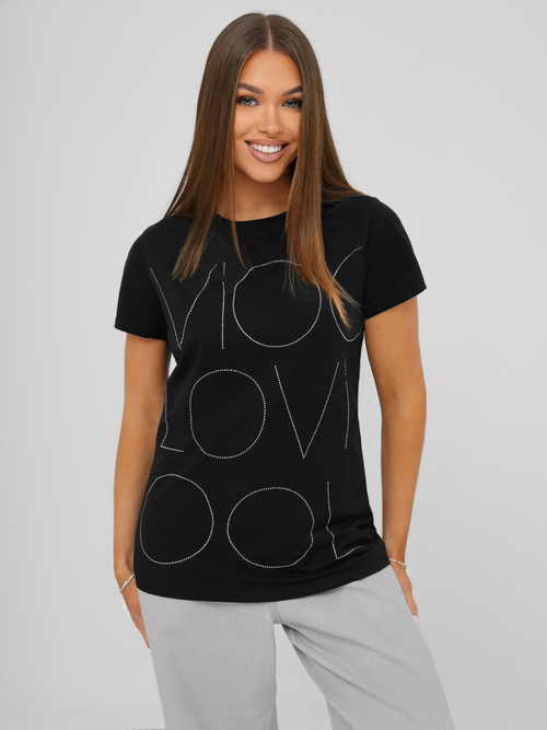 Camiseta de mujer negra OZONEE JS/YJ77841