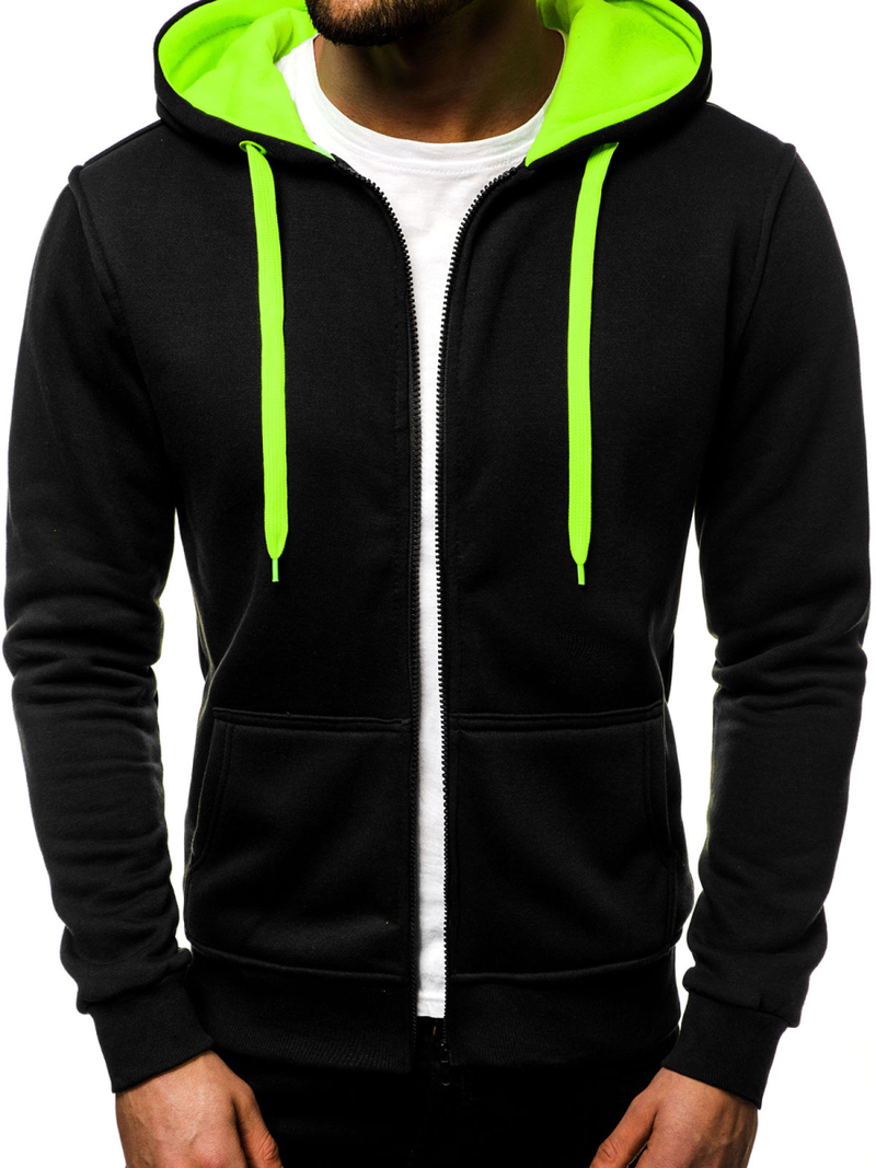 Sudadera de hombre negra-celadón OZONEE JS/2013