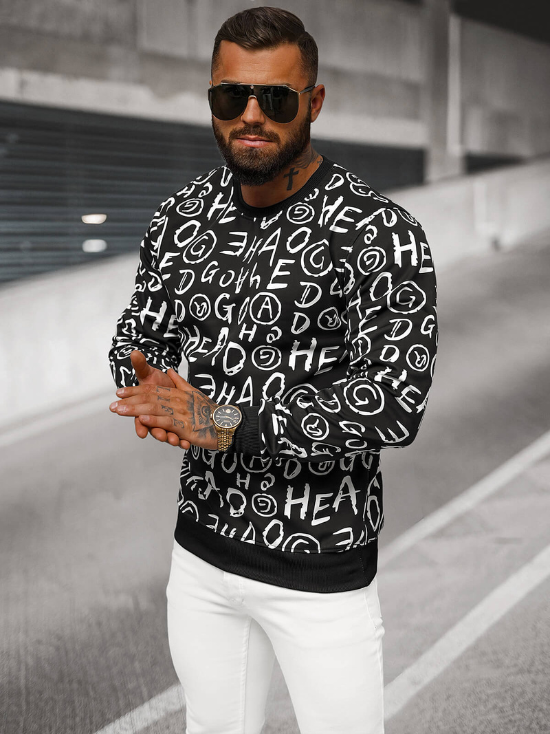 Sudadera de hombre negra OZONEE JS/8B1221/3