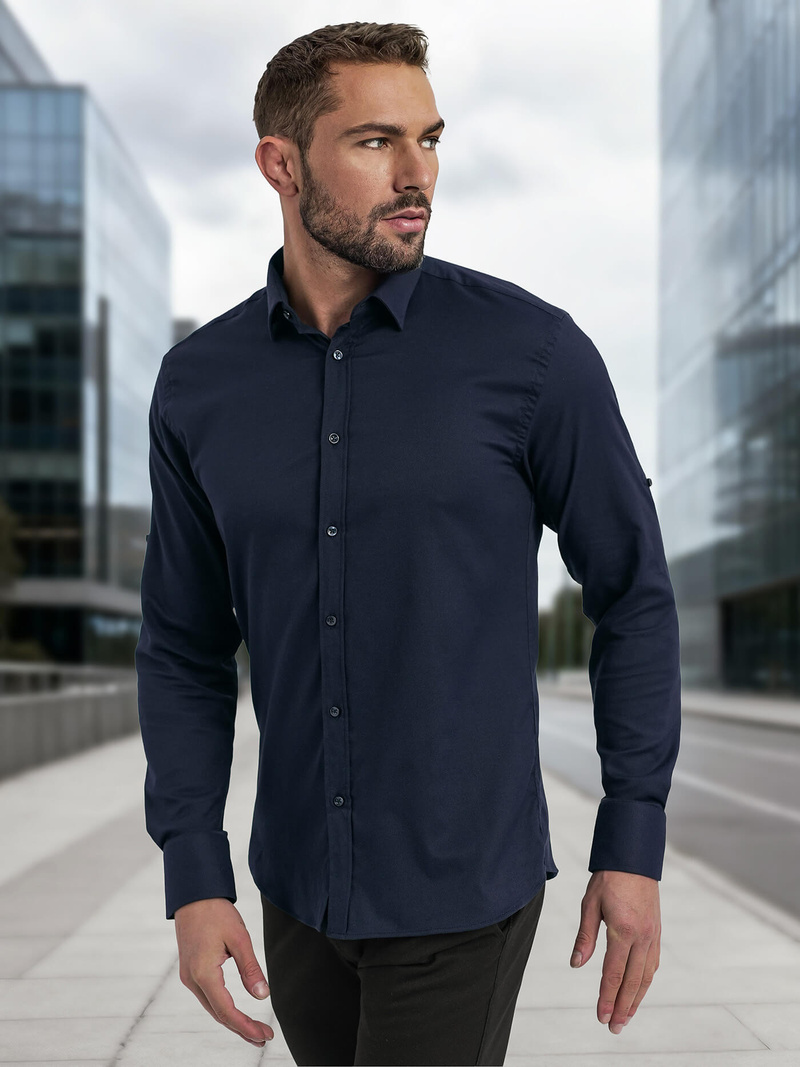 Camisa de hombre azul marino OZONEE V/V188
