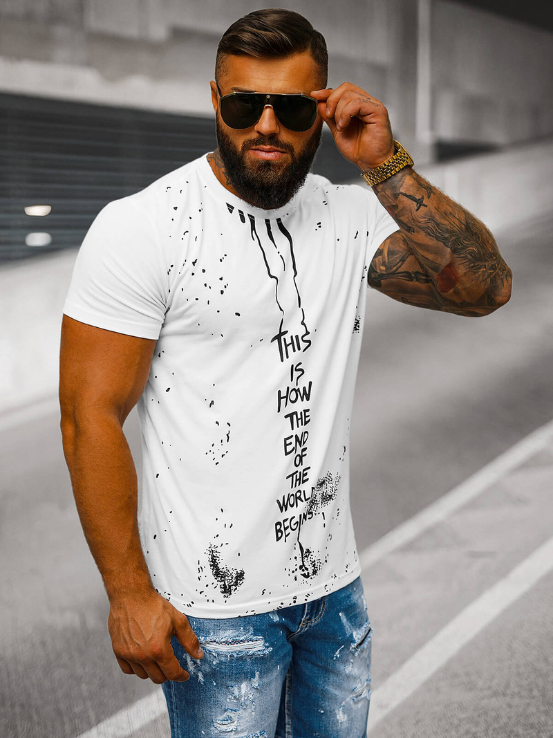 Camiseta de hombre blanca OZONEE O/8T1259/1