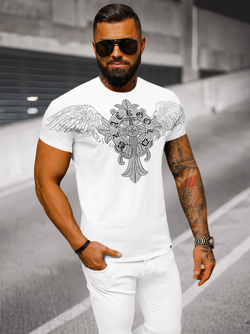 Camiseta de hombre blanco OZONEE NB/MT3037Z