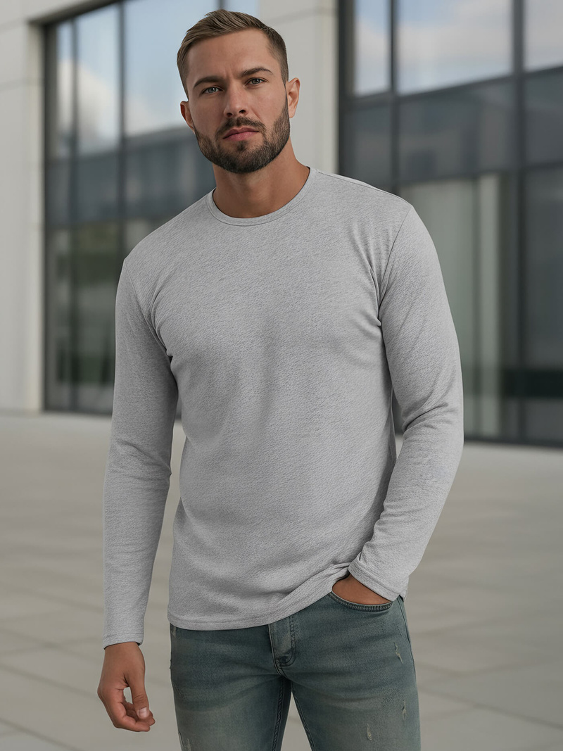 Camiseta de manga larga de hombre gris OZONEE JS/DB71/2