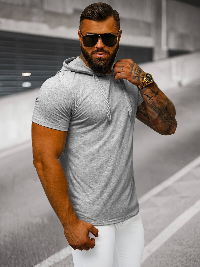 Camiseta de hombre gris OZONEE JS/8T89/2