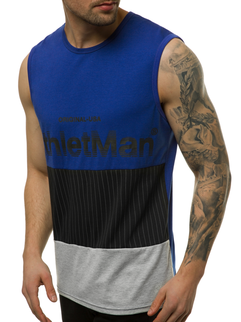 Camiseta sin mangas de hombre azul OZONEE JS/SS11065