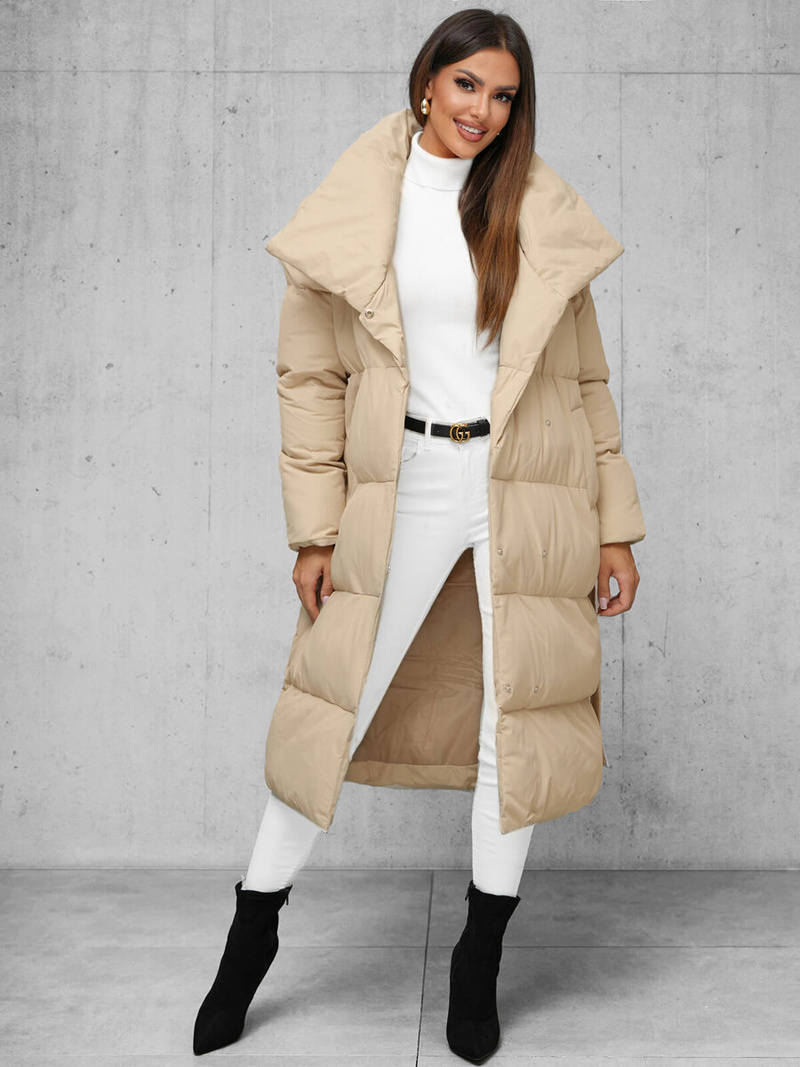 Chaqueta de mujer beige OZONEE JS/M737/62Z