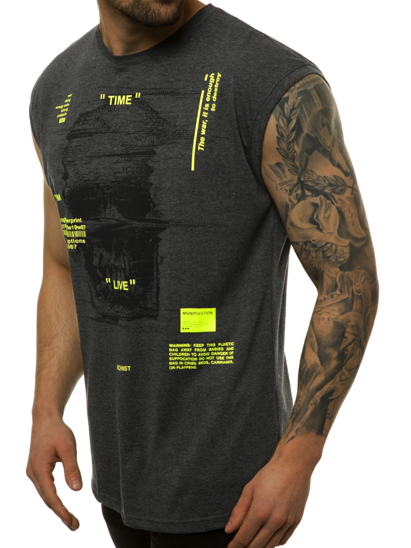 Camiseta sin mangas de hombre amarillo grafito OZONEE MACH/M1212