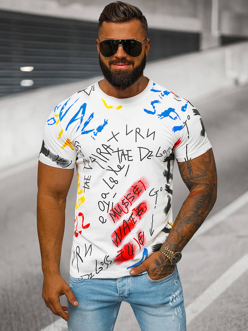 Camiseta de hombre blanco OZONEE JS/8T1211/1