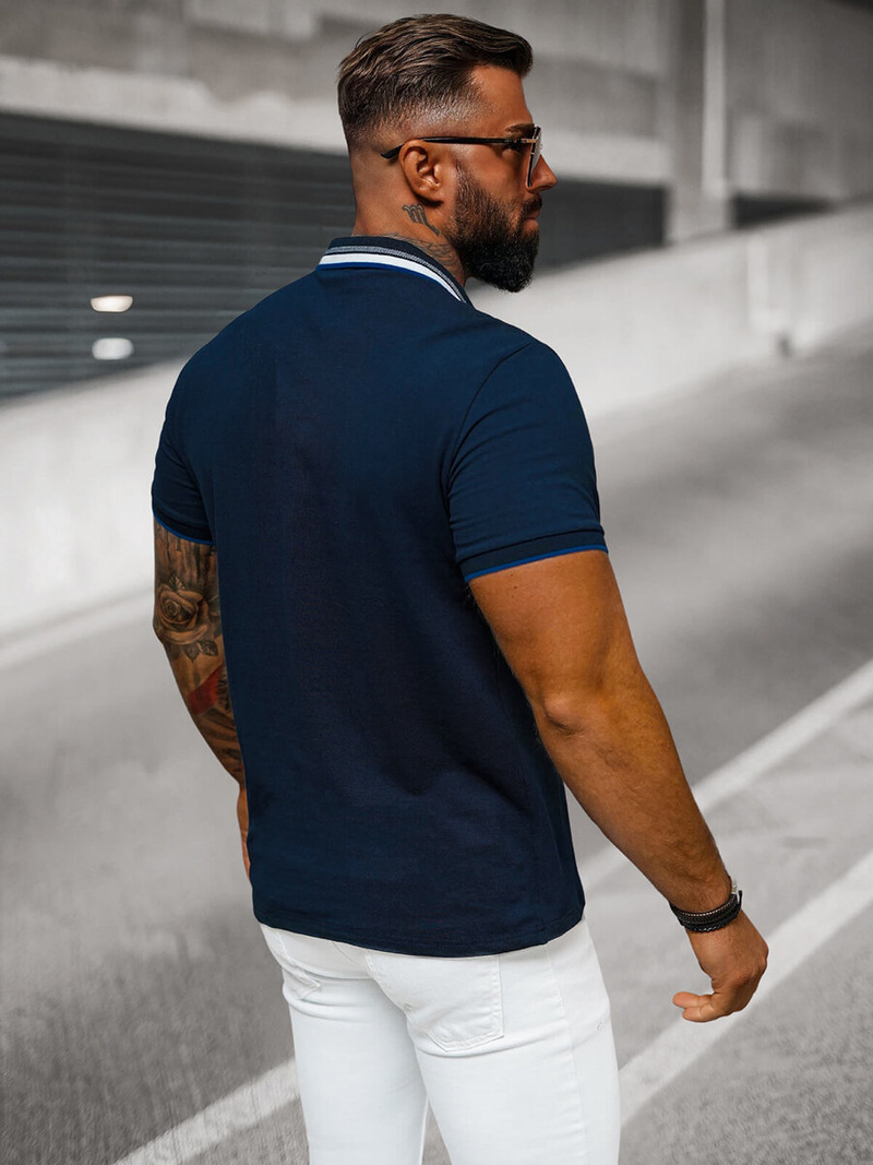 Polo de hombre azul marino OZONEE O/DA719