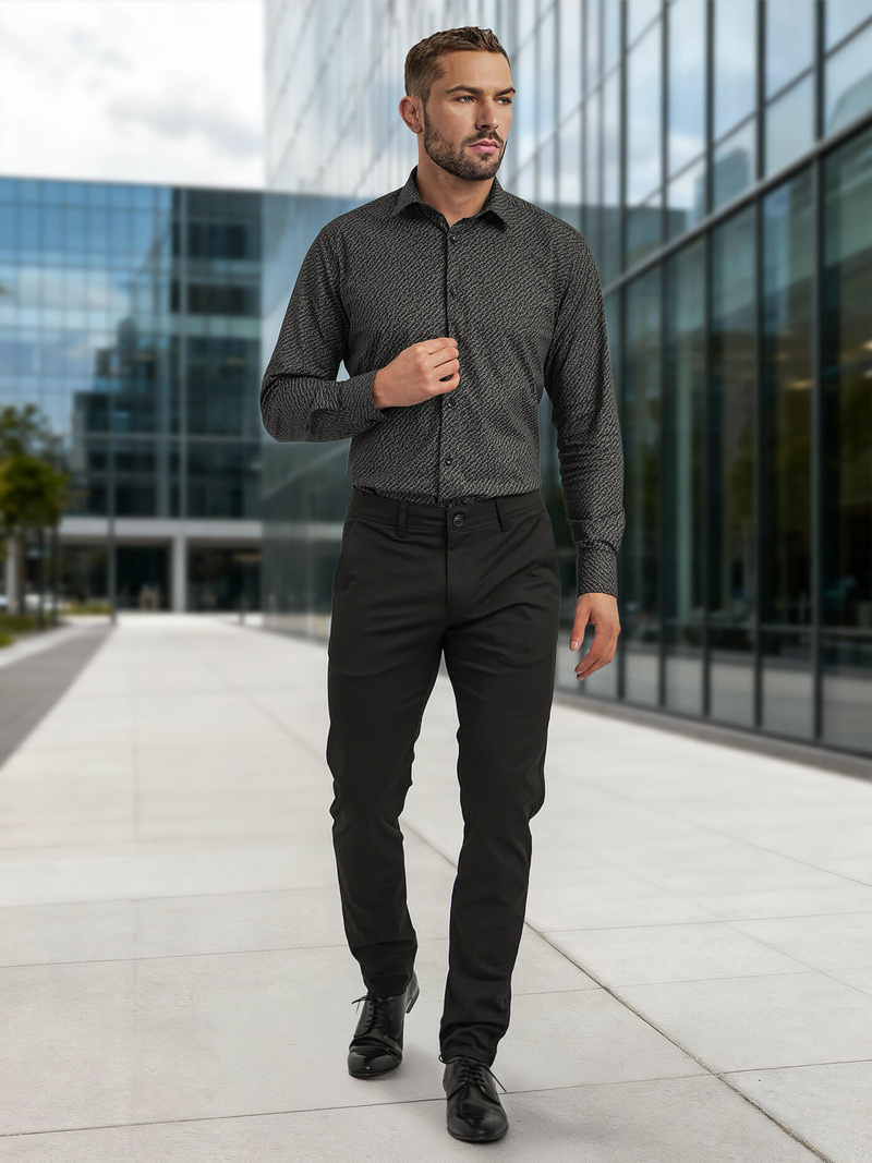 Camisa de hombre negra OZONEE V/V184