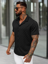 Camisa de hombre con manga corta negra OZONEE O/B2257