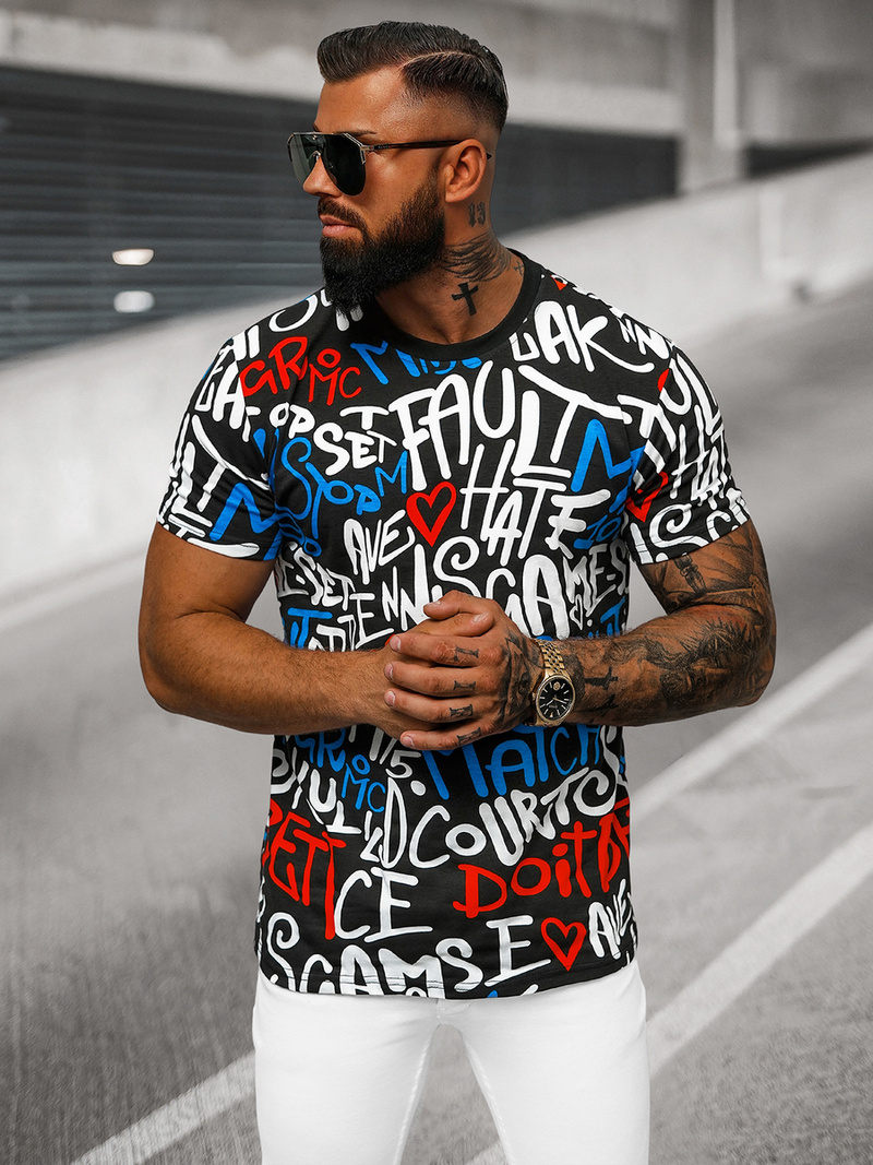 Camiseta de hombre negra OZONEE O/T1271/3