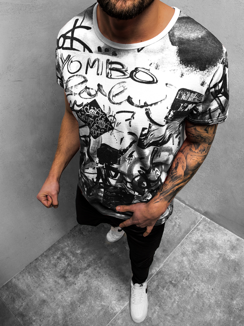 Camiseta de hombre blanca OZONEE JS/KS1987Z