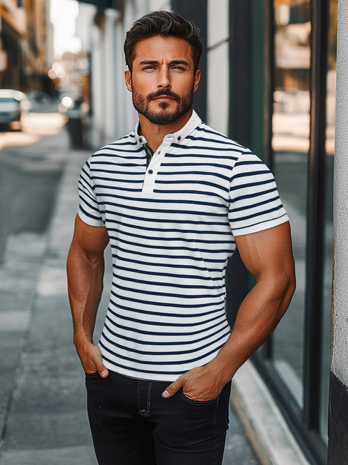 Polo de hombre blanca OZONEE O/PA6636