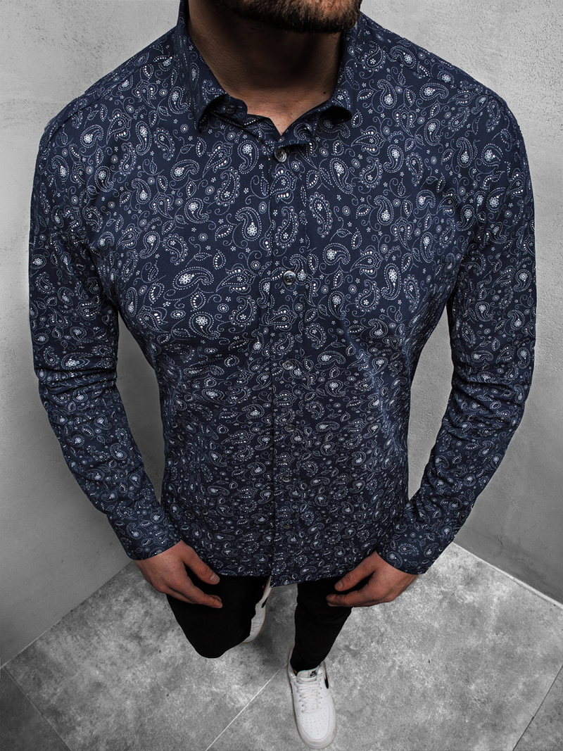 Camisa de hombre azul marino OZONEE B/K62Z