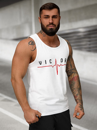 Camiseta sin mangas de hombre blanca OZONEE JS/8B1703/1Z