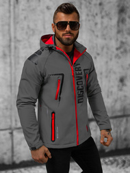 Chaqueta softshell de hombre gris-rojo OZONEE JS/HH025/2BZ
