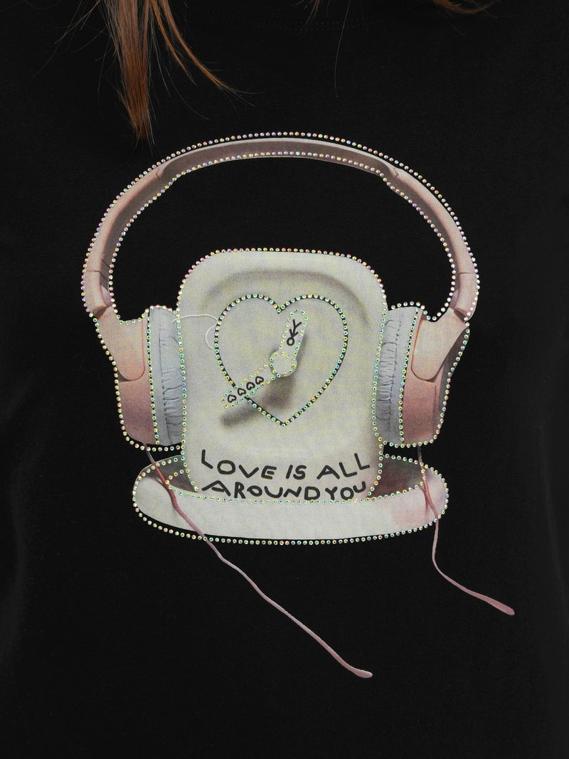 Camiseta de mujer negra OZONEE DJ77806