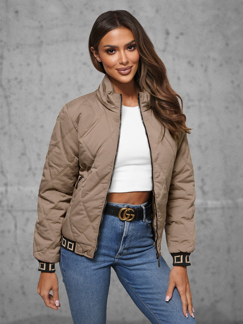 Chaqueta de mujer beige OZONEE JS/16M9085/84