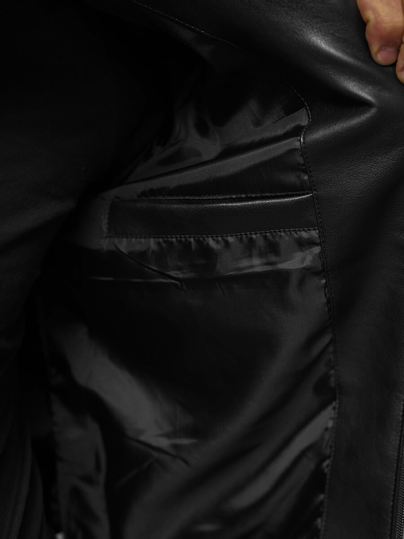 Chaqueta de cuero de hombre negra OZONEE JS/11Z8015