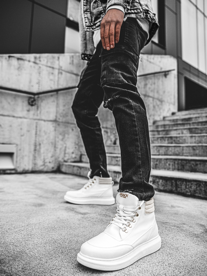 Sneakers altas de hombre blancos OZONEE KN/504