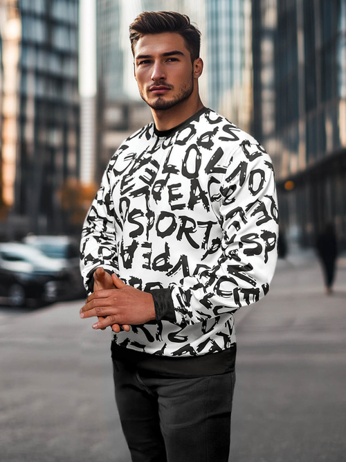 Sudadera de hombre blanca OZONEE JS/8B1191/1Z