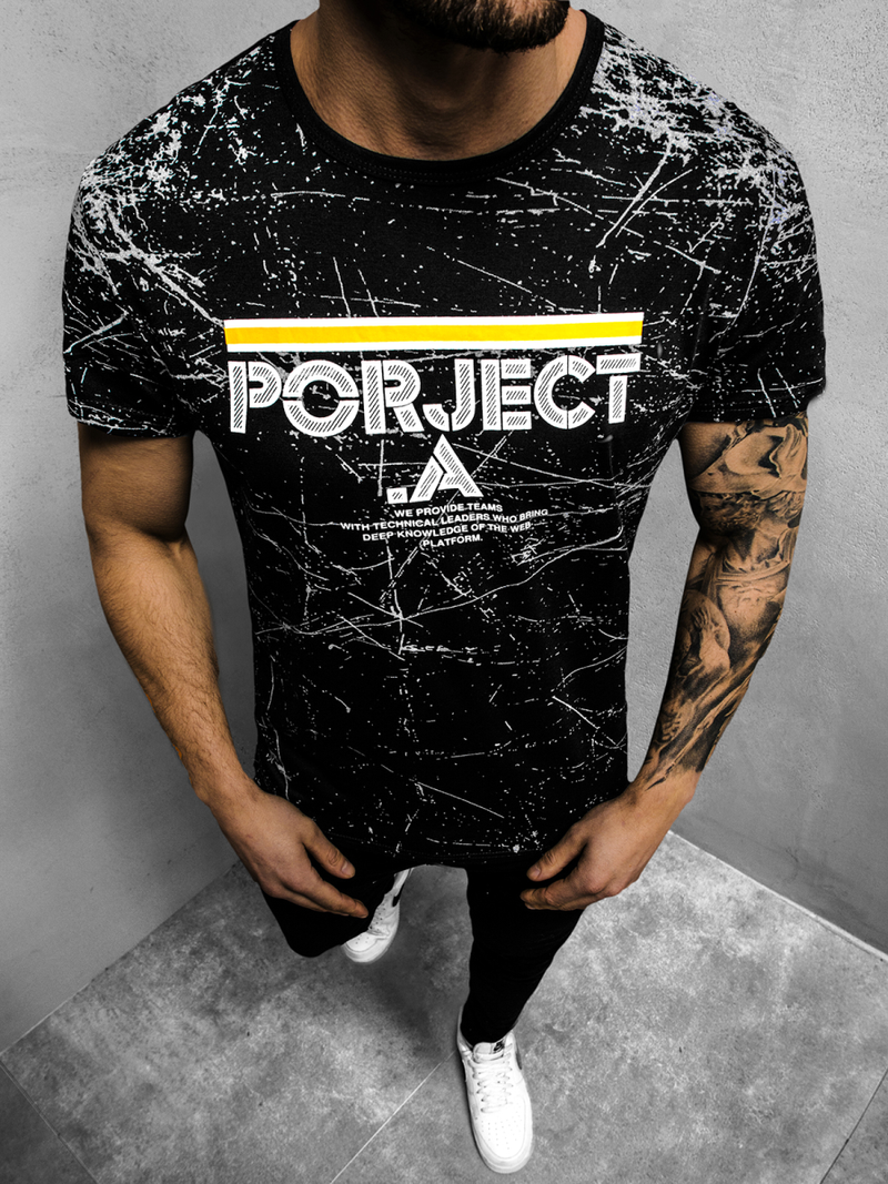 Camiseta de hombre negra OZONEE JS/SS10917Z