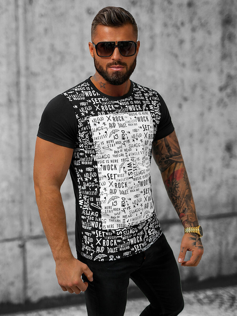 Camiseta de hombre negra OZONEE O/T122/3Z