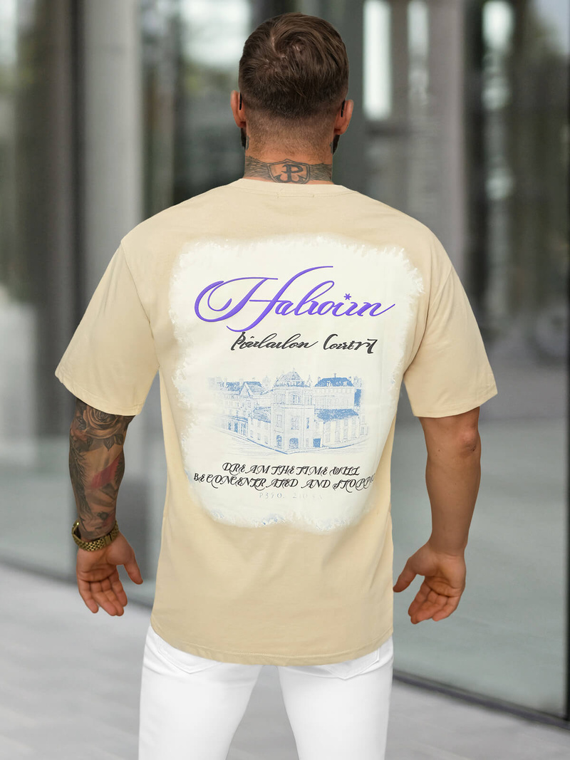 Camiseta de hombre beige OZONEE O/YN2/632