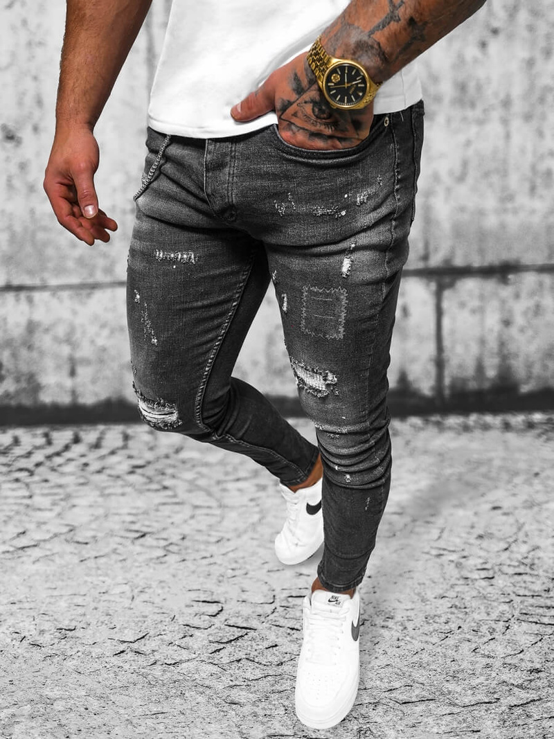 Vaqueros de hombre negras OZONEE O/MB463