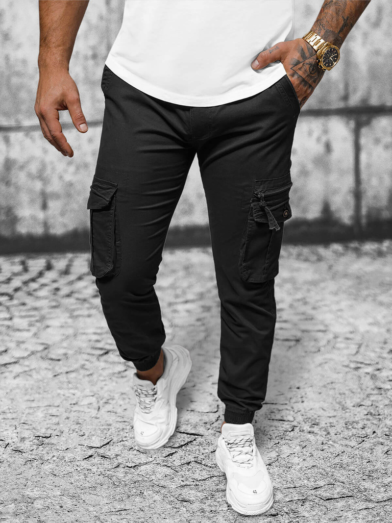 Pantalón chino jogger de hombre negras OZONEE NB/MP0201N