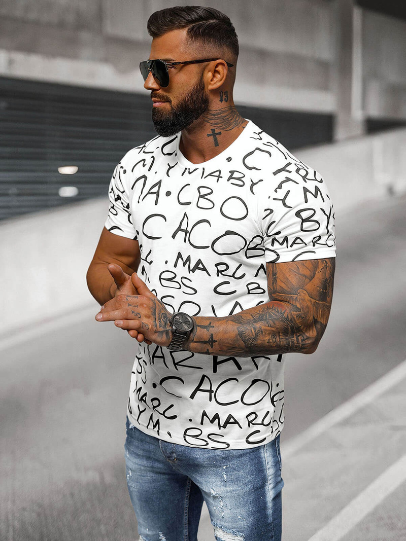 Camiseta de hombre blanco OZONEE JS/8T1213/1