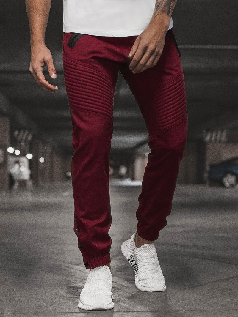Pantalón chino jogger de hombre burdeos OZONEE A/0952