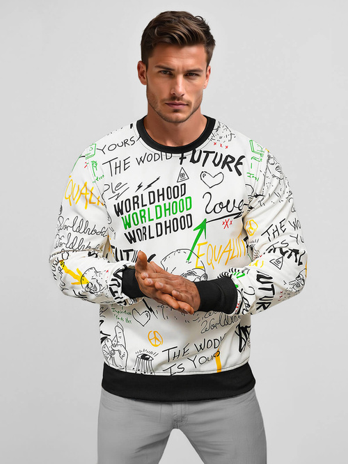 Sudadera de hombre blanca OZONEE JS/8B1228/1Z