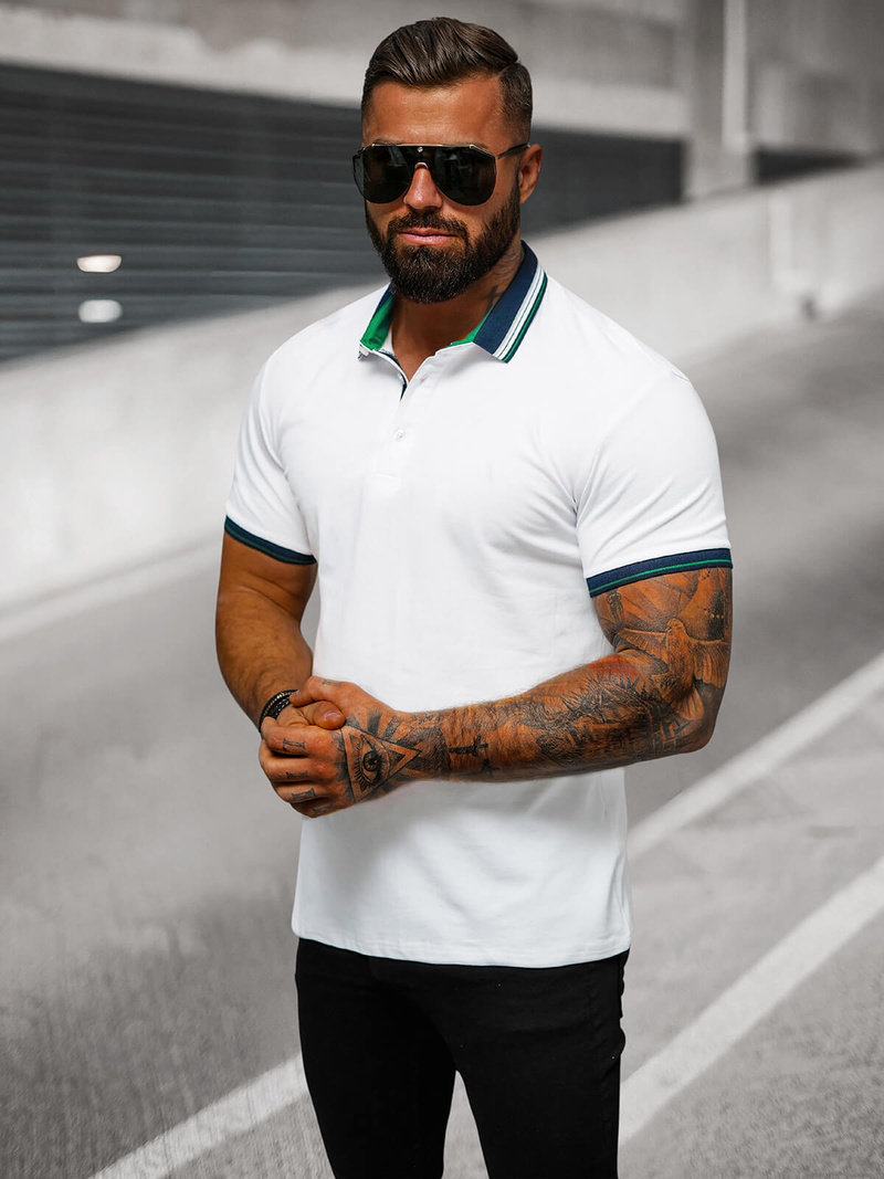 Polo de hombre blanca OZONEE O/DA729