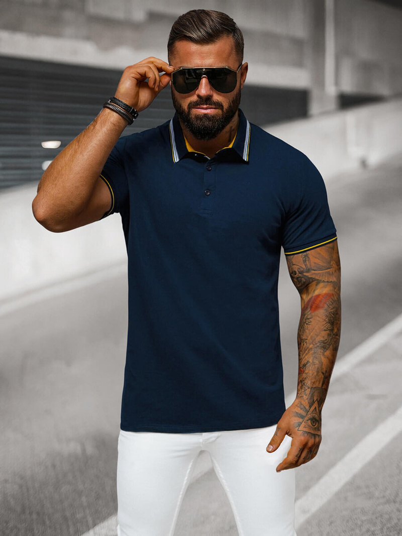 Polo de hombre azul marino OZONEE O/DA729