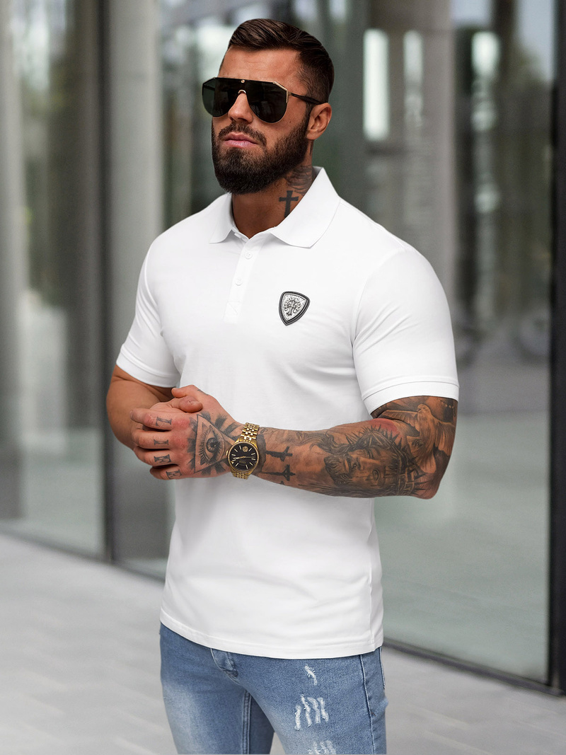 Polo de hombre blanca OZONEE NB/MT3121