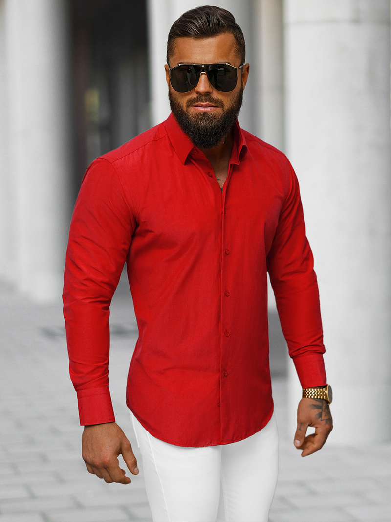 Camisa de hombre roja OZONEE O/V107